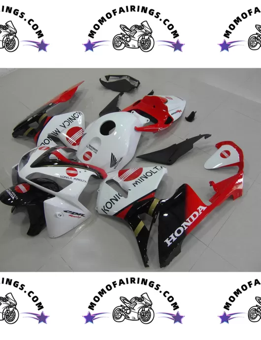 05 06 White Red Honda CBR600RR Fairings OEM Red Konica