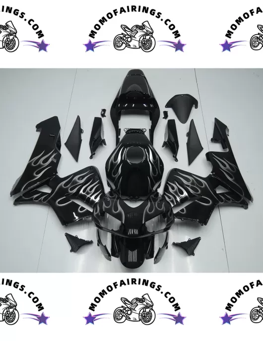 2006 Black CBR600RR Fairing Silver Flame