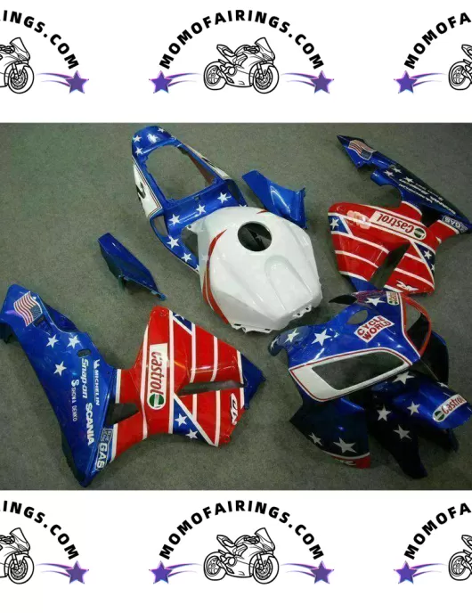 Honda CBR600RR Fairings 2005-2006 USA Flag Cycle World Castrol