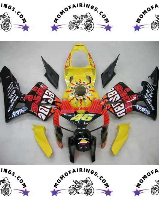 Fairings For 2005-2006 Honda CBR600RR Yellow Black Valentino Rossi Racing