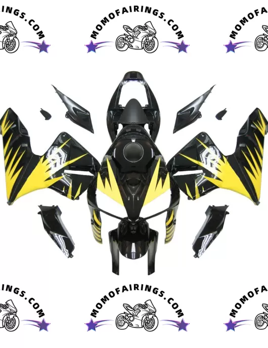 2005-2006 Honda CBR600RR Fairings Black & Yellow Tribal