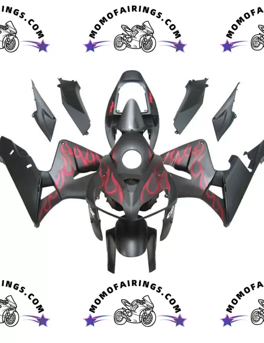 2005-2006 Matte Black CBR600RR Fairings OEM Red Flame