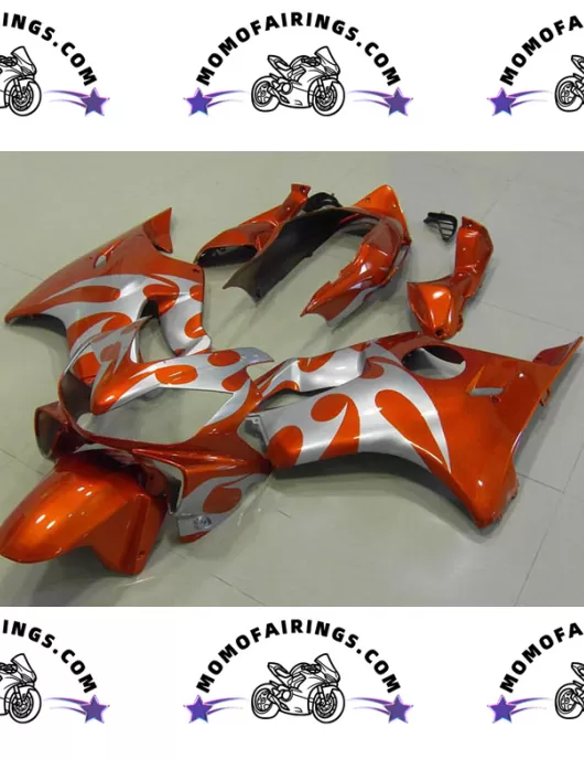 2004 -2007 Honda CBR600RR F4i Fairings Silver Orange Flame